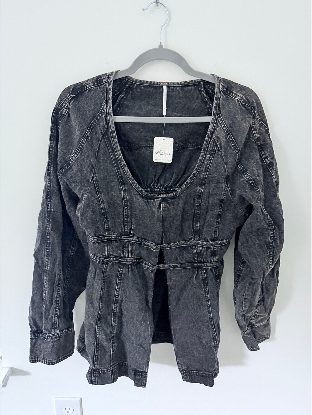 NWT Edgy Y2K Free People Washed Black Denim Corset Jacket Size M